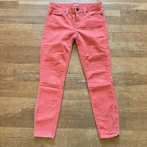 J. Crew coral corduroy toothpick low rise casual pants size 27 b31 - Picture 1 of 6